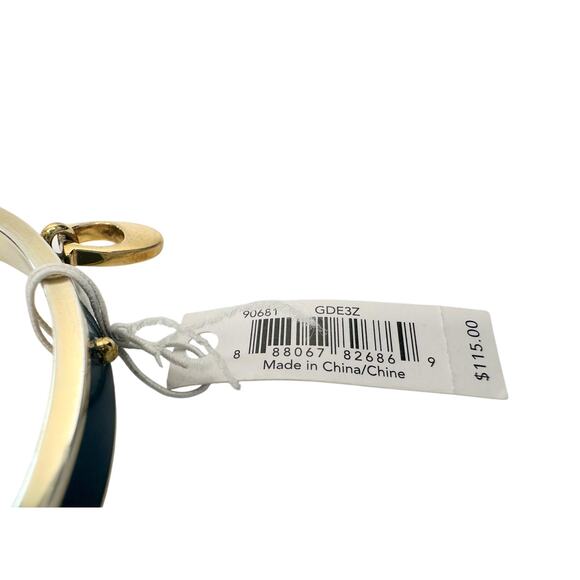 Coach Enamel Riveted Signature C Hinge Bangle Bracelet Teal Green- NWT - Picture 7 of 8